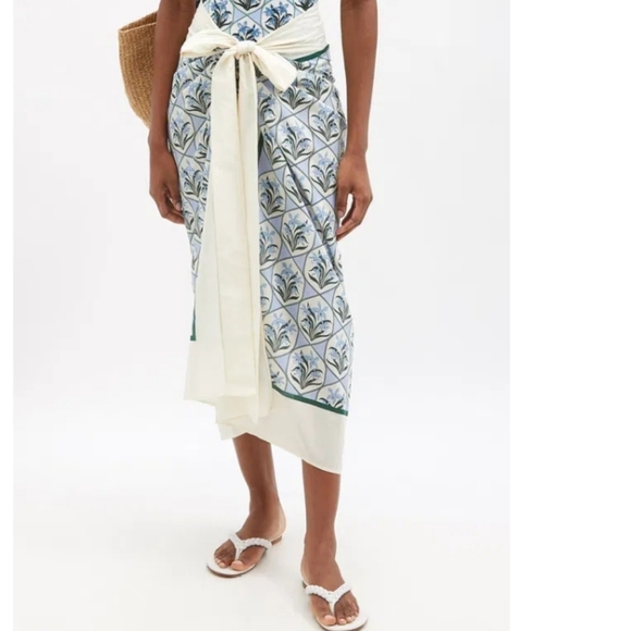 Agua By Agua Bendita Lavanda Floral Cotton Silk Voile Pareo/Sarong OS - Picture 6 of 15